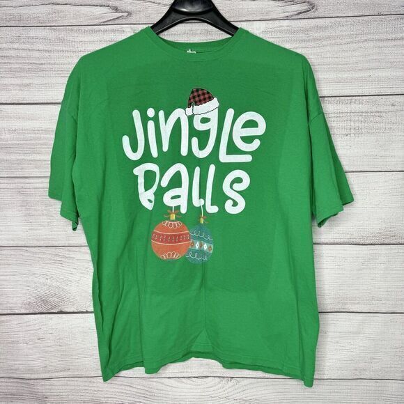 Ugly Christmas Green T-shirt Jingle Balls‎ 100% Pre shrunk cotton Men's size XXL - Picture 1 of 4
